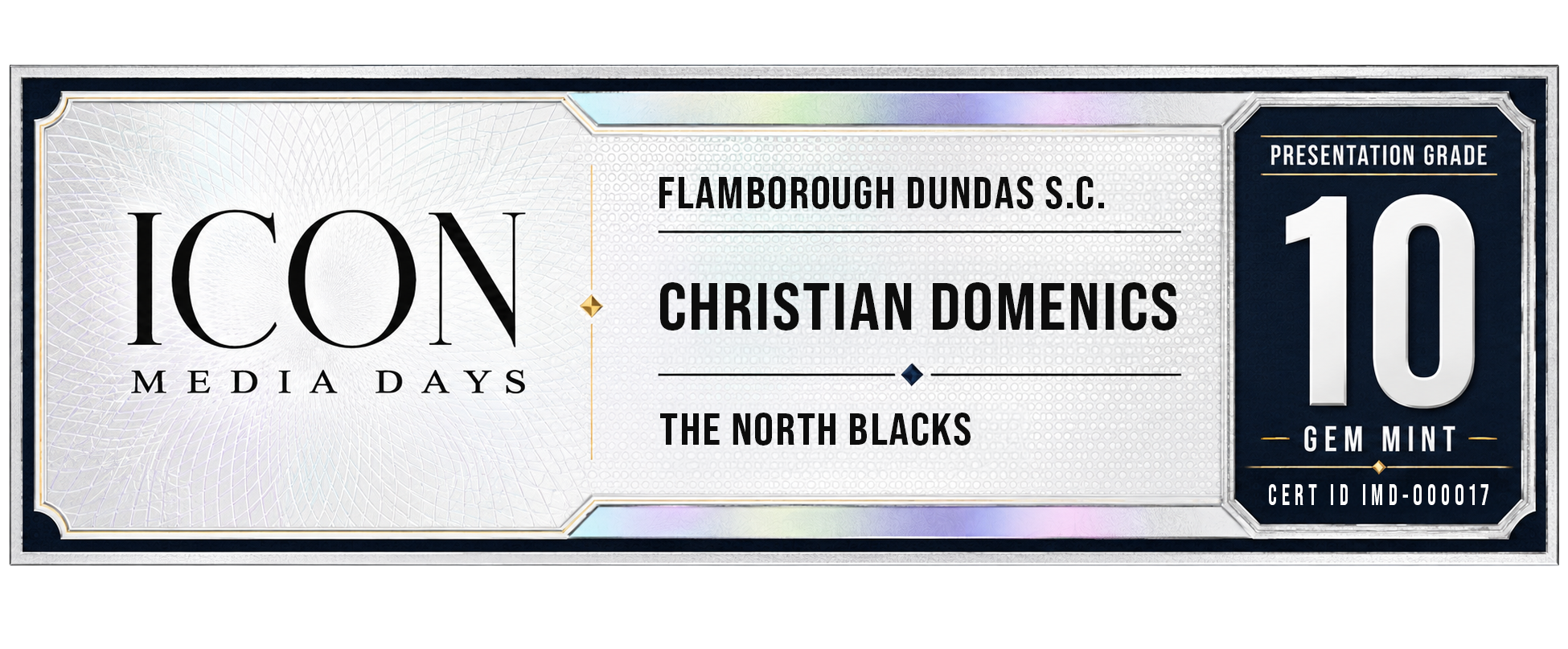 ICON Media Days — Christian Domenics, Flamborough Dundas S.C., The North Blacks, presentation grade 10